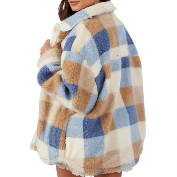 O'Neill Heath Plaid High Pile Fleece Jacket, winter white - Picture 5 of 13